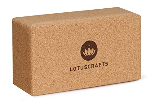 Lotuscrafts Bloque Yoga Corcho Supra Grip - Corcho Natural de Portugal - Fabricación Ecológica - Ladrillo Yoga - Tacos Yoga - Bloque para Yoga - Yoga Block Cork