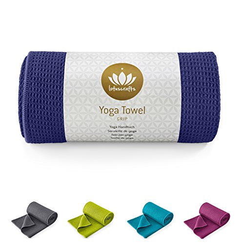 Lotuscrafts Toalla Yoga Antideslizante Grip - Antideslizante y de Secado Rápido - Manta Yoga Antideslizante - Toalla Microfibra Deporte - Toalla de Yoga para Hot Yoga [183 x 61 cm]