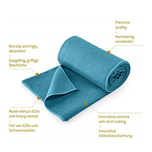 Lotuscrafts Toalla Yoga Antideslizante Grip - Antideslizante y de Secado Rápido - Manta Yoga Antideslizante - Toalla Microfibra Deporte - Toalla de Yoga para Hot Yoga [183 x 61 cm]