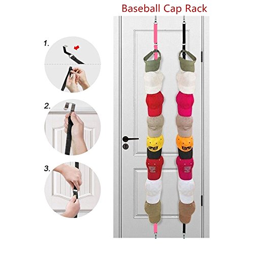 LOVEing - Soporte para dos habitaciones después de la puerta. Excelente soporte de almacenamiento para gorras de bola, organizador para sombreros, estante (negro y rosa)