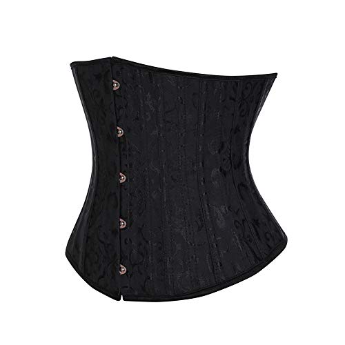 Lover-Beauty Corsé Mujer Floral Print Sujetador Vintage Ajustado Sexy Ecote V Corset Halloween Dama de Honor Bustier Navidad Santa Claus Otoño Invierno Corsé 26 Steel Bone para Carnaval