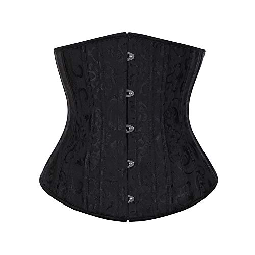 Lover-Beauty Corsé Mujer Floral Print Sujetador Vintage Ajustado Sexy Ecote V Corset Halloween Dama de Honor Bustier Navidad Santa Claus Otoño Invierno Corsé 26 Steel Bone para Carnaval