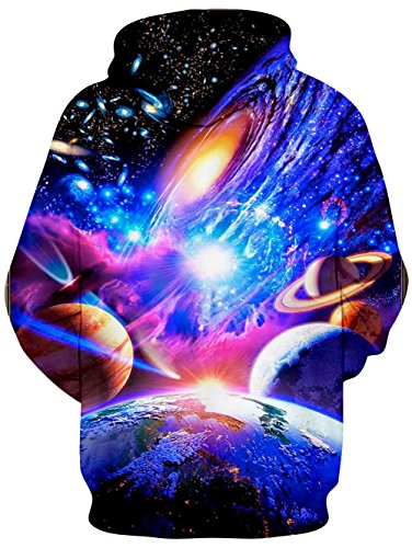 Loveternal Unisex 3D Printed Hoodie Cuello Redondo Peso Ligero Fresco Impreso Sistema Solar Sudaderas con Capucha para Mujer para Hombre L