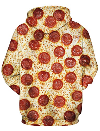 Loveternal Unisex Hoodies 3D Impreso Bacon Pizza Sport Gym Workout Pullover Sudadera con Capucha para Mujeres Hombres L