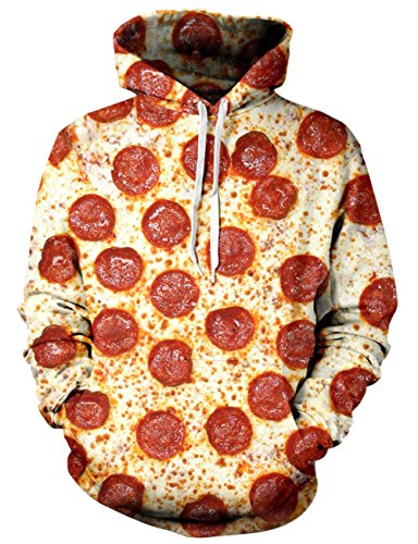 Loveternal Unisex Hoodies 3D Impreso Bacon Pizza Sport Gym Workout Pullover Sudadera con Capucha para Mujeres Hombres L