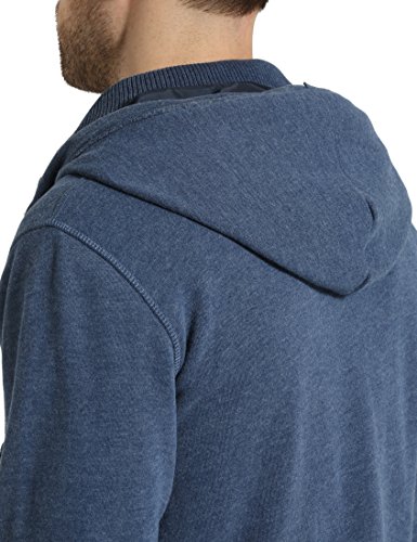 Lower East Sudadera con capucha de hombre, cremallera en contraste y capucha forrada, Azul, L