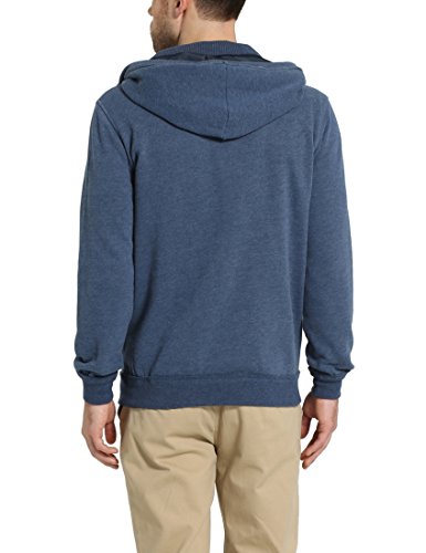 Lower East Sudadera con capucha de hombre, cremallera en contraste y capucha forrada, Azul, L