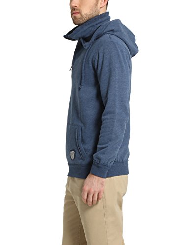 Lower East Sudadera con capucha de hombre, cremallera en contraste y capucha forrada, Azul, L