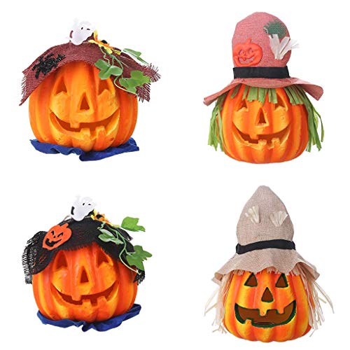 LQH Fiesta de Halloween Sombrero de espantapájaros Calabaza lámpara Que Brilla Espuma de Calabaza de la lámpara for Bar (Size : 3)