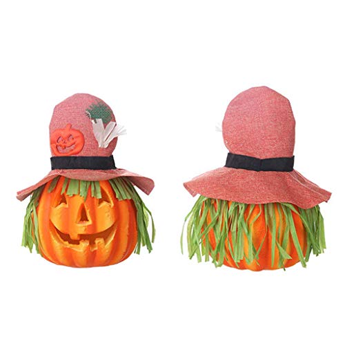 LQH Fiesta de Halloween Sombrero de espantapájaros Calabaza lámpara Que Brilla Espuma de Calabaza de la lámpara for Bar (Size : 3)