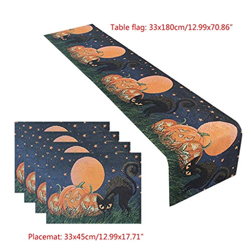 LQH Long Halloween Inicio de Vacaciones de Mesa 13x71in con manteles Conjunto de 4 13x18in (Size : 1)