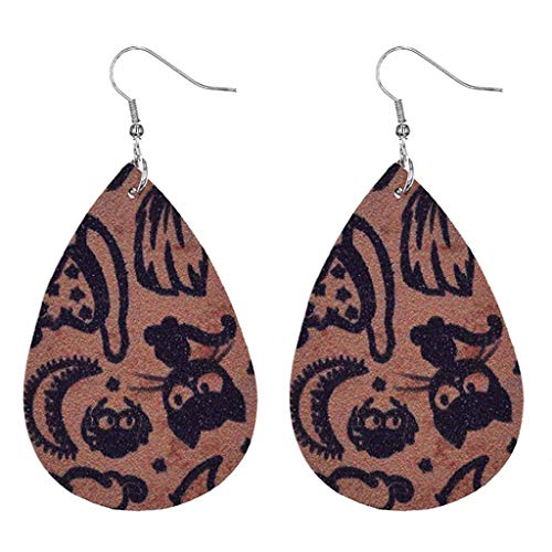 LQH Pendientes Grande de la Manera de Cuero Declaración Pendientes Leopardo Pendientes PU imitación de Cuero Pendientes de lágrima de joyería (Size : Medium)