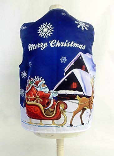 L&S PRINTS FOAM DESIGNS Santas Trineo Azul diseño 1 Navidad diseño Chaleco Divertido y Fancy para Cualquier ocasión Festival Fiestas Disponible S, M, L, XL, tamaños Disponibles (pequeño 36 – 38 – 40)