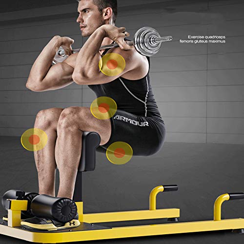 LSYOA Máquina de Sentadillas, Multifuncional Sissy Squat Ajustable Altura Cardio Fitness Formación Máquina, para Culturismo, Aptitud, Halterofilia,Yellow