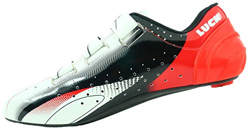 LUCK Zapatillas de Ciclismo EVO, para Carretera, con Suela de Carbono,Muy rigida y Ligera y Triple Tira de Velcro. (43 EU)