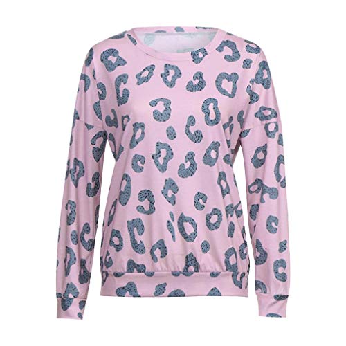 LuckES Pulóver Suelta Estampado, Túnica de Manga Larga para Mujer Camisa Sudadera con Cuello Redondo Mujer Blusa Tops