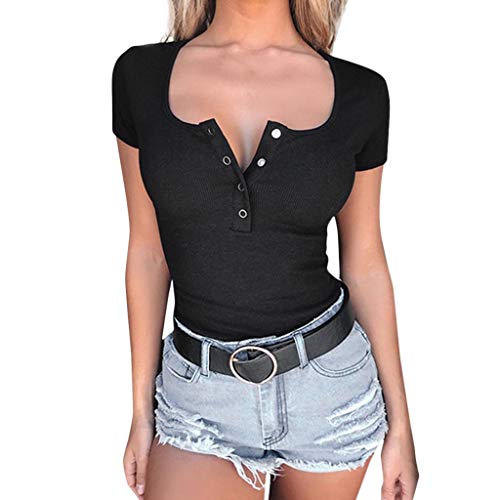 Luckycat Camisetas Tirantes Mujer Basicas De Color SóLido Top Mujer Ocio Y Confort Camisetas Fiesta Mujer Simple Camisetas Mujer Manga Corta Crop Tops Mujer Verano Camisetas Pecho Top Chaleco