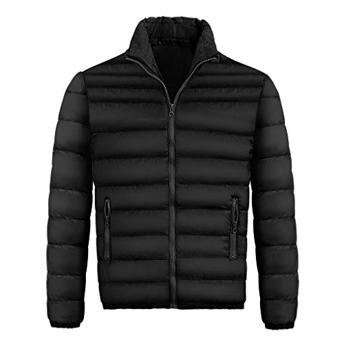 Luckycat Hombres Invierno Caramelo Abrigos de Color Invierno Plumas Fiesta Parka Cremalleras Bolsillo Chaquetas Cuello Alto y Ligero con Cremallera Chaqueta de algodón Abrigo Outwear