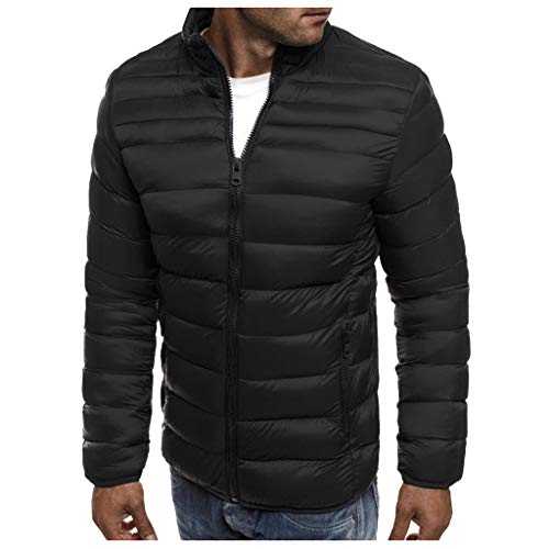 Luckycat Hombres Invierno Caramelo Abrigos de Color Invierno Plumas Fiesta Parka Cremalleras Bolsillo Chaquetas Cuello Alto y Ligero con Cremallera Chaqueta de algodón Abrigo Outwear