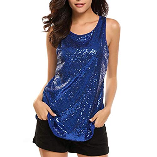 Luckycat Mujer Lentejuela Brillante Shimmer Todos los Más de Purpurina de Lentejuelas para Espaguetis Correa Chaleco sin Mangas Camiseta Tank Top