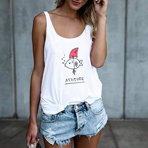 Luckycat Ropa Mujeres Camisetas sin Mangas Tank Top, Cute Letra Impreso Strappy Sexy Casual sin Mangas Blusa Cami Camisas Camiseta Chaleco Tops para Mujeres Dama