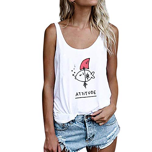 Luckycat Ropa Mujeres Camisetas sin Mangas Tank Top, Cute Letra Impreso Strappy Sexy Casual sin Mangas Blusa Cami Camisas Camiseta Chaleco Tops para Mujeres Dama