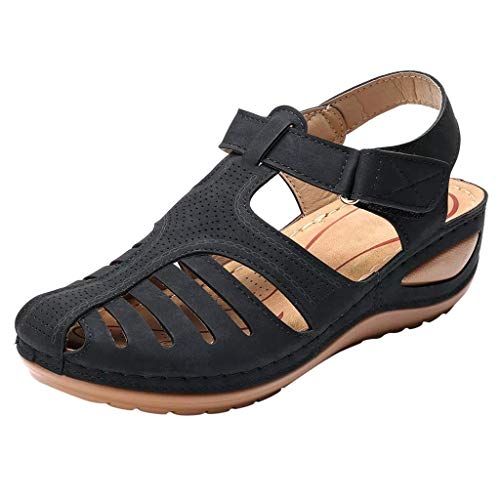 Luckycat Sandalias Punta Cerrada para Mujer Sandalias de Verano de Cuero Sandalias Planas Cómodos Sandalias Mujer de Cuero Planas Cómodos Casual Mocasines Loafers Moda Zapatos Plano Verano Sandalias