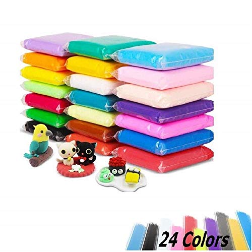 Luclay Arcilla Seca al Aire, 24 Colores Arcilla de Modelado Ultra Ligero, DIY Arcilla Colorida Suave moldeo Artesanal Conjunto Fluffy Floam Slime