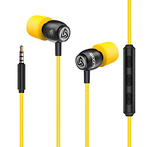 LUDOS Clamor Auriculares con Micrófono y Cable, Cascos Espuma de Memoria, Cable Reforzado, Graves y Control de Volumen Earphones para Mi, Xiaomi, iPhone, Samsung, Huawei, Ordenador, Portátil, PC