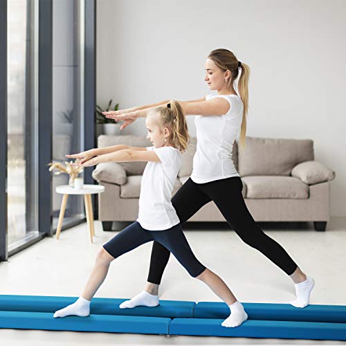 LUDOSPORT 240cm/10cm Viga de Equilibrio de Gimnasia Plegable, Barra de Equilibrio Antideslizante para Niños, Principiantes y Gimnastas Profesionales, para hogar y jardín, color azul