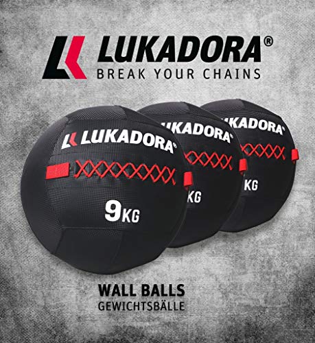 LUKADORA Wall-Ball - Balón medicinal (3-9 kg), color 3 kg, color negro., tamaño Ø 35,5 cm