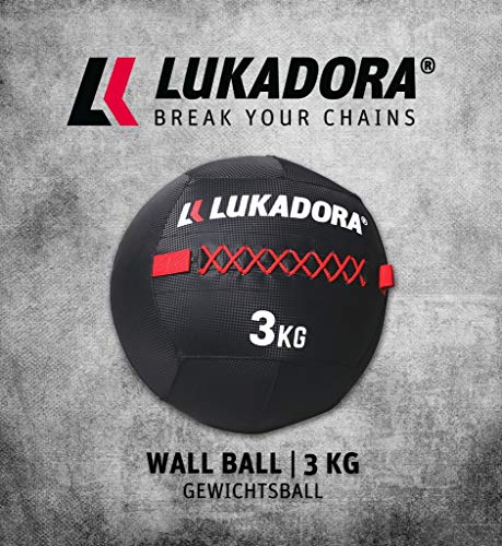 LUKADORA Wall-Ball - Balón medicinal (3-9 kg), color 3 kg, color negro., tamaño Ø 35,5 cm