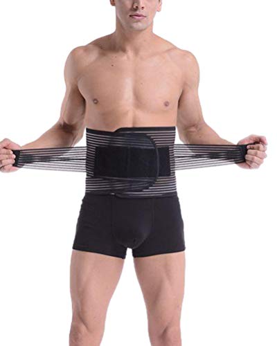 Lumbar para la Espalda, Soporte Lumbar para Aliviar el Dolor y Lesiones, Cinturon Lumbar Prevenir Daños, Faja Lumbar para la Espalda para Hombres/Mujer con Tirantes Noir L