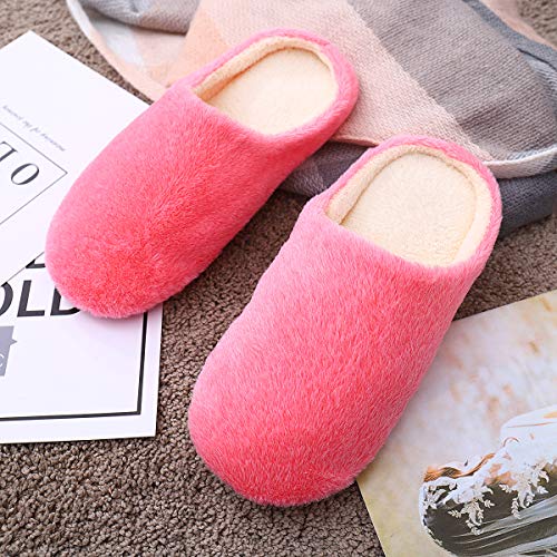 LUOEM Zapatillas de Estar por Casa Mujer Invierno Pantuflas Zapatillas Peluche Algodón Suave Rosa
