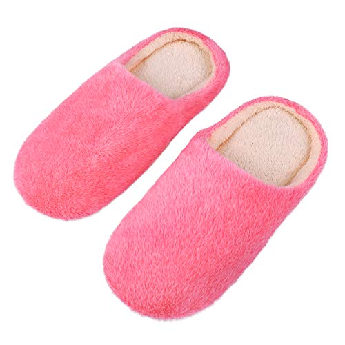 LUOEM Zapatillas de Estar por Casa Mujer Invierno Pantuflas Zapatillas Peluche Algodón Suave Rosa