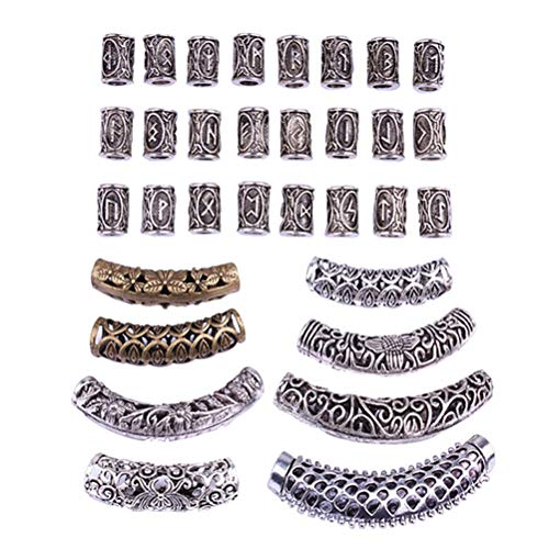 Lurrose 31pcs Vintage Hair Tube Beads Metal Dreadlocks Cabello puños trenzas de la joyería de accesorios de pelo