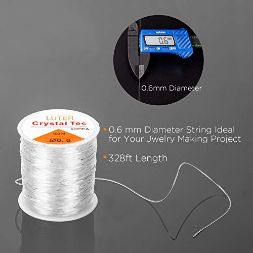 LUTER 0.6mm Hilo Elástico Transparente para Pulseras Collar Abalorios Joyería(328ft)