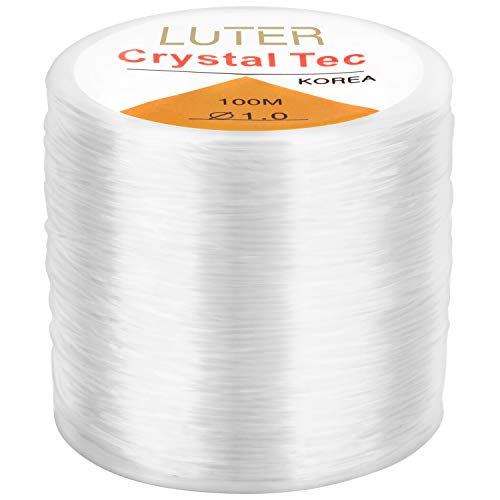 LUTER 1mm Hilo Elástico Transparente - Pulsera Elástica Cuerda de Cuerda Claro Elástico Hilo de Abalorios para Fabricación de Joyas Pulsera de Collar - 100 m
