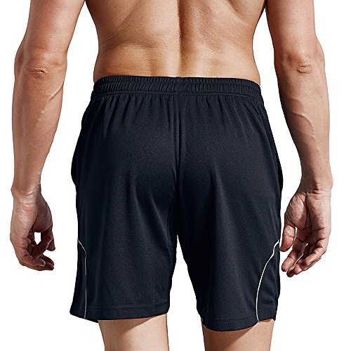 luwell Pantalon Corto Hombres Deporte Secado Rápido, Ropa Hombre y Transpirable para Correr Fitness Workout Gym(Negro L)