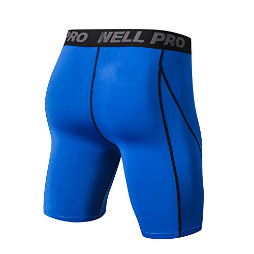 LUWELL PRO 3 Piezas Mallas Hombre de Secado Rápido para Pantalon Corto Hombre Deporte para Gym, Yoga, Running(Negro Gris Azul-M)