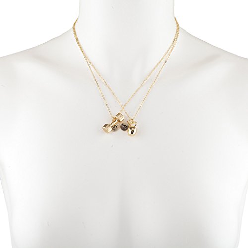 Lux Accessories - Collar con Mancuernas Doradas para Fitness, 2 Unidades