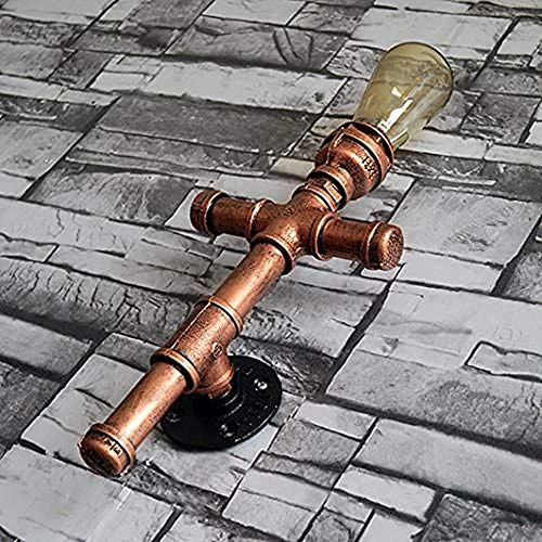 Luz de gabinete de pared, Bermnn Robusto Steampunk Hierro Metal luz pared antigua, Grifo de Agua de pared de luz, bronce pequeña jaula de la lámpara E27 Con Outlet, Retro Cafe Industrial Pasillo Decor