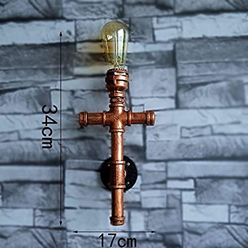 Luz de gabinete de pared, Bermnn Robusto Steampunk Hierro Metal luz pared antigua, Grifo de Agua de pared de luz, bronce pequeña jaula de la lámpara E27 Con Outlet, Retro Cafe Industrial Pasillo Decor