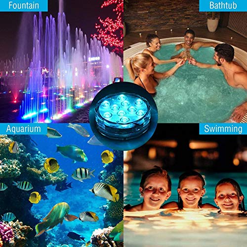 Luz sumergible, Tiray Ledy Cambio de Color RGB Multi agua densidad LED Leuchten con ventosas y mando a distancia, Lluminación para estanque, Base de jarrón, Decoración