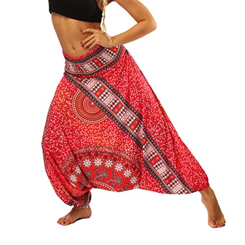 Lvguang Pantalones De Estilo Hippie De Los Mujer De La Vendimia del Estilo Nacional Pantalones Holgados Bombachos Ocasionales del Hippie (Estilo6, One Size)