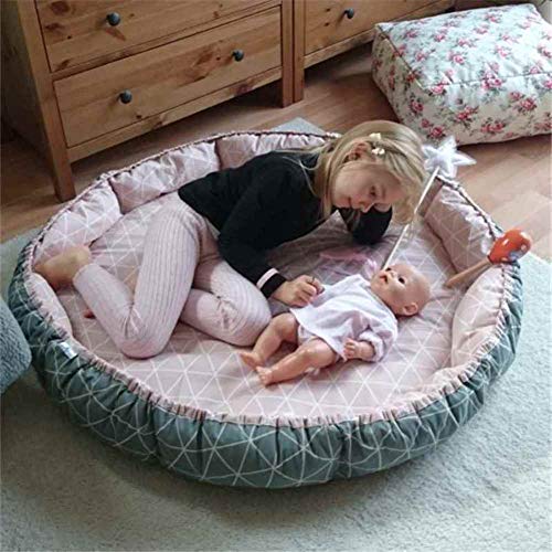 LXYCD Cama Toddler Colchón,Redonda Algodón Bebés Suelo Tatami De Piso Reversible Jugar Amortiguador De Arrastre Lavable Niño Colchoneta De Siesta Alquiler De Piso Moquetas-d Diameter90cm(35in)