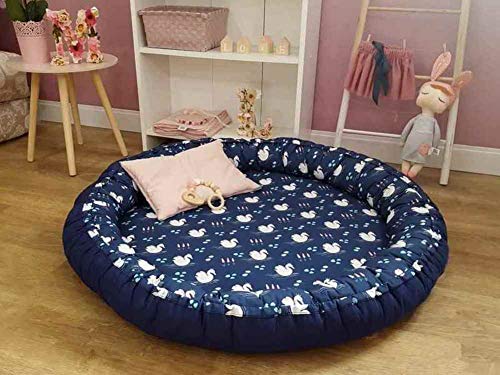 LXYCD Cama Toddler Colchón,Redonda Algodón Bebés Suelo Tatami De Piso Reversible Jugar Amortiguador De Arrastre Lavable Niño Colchoneta De Siesta Alquiler De Piso Moquetas-d Diameter90cm(35in)