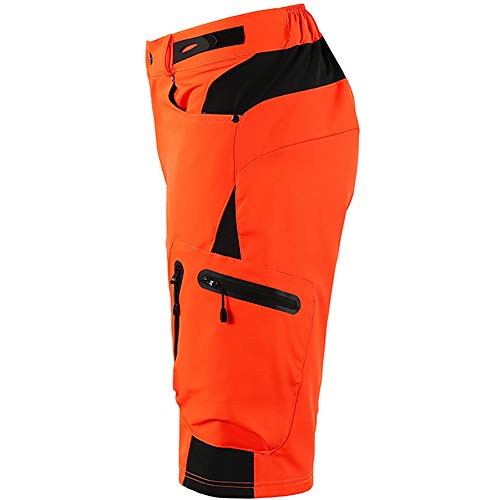 LXZH Pantalones Cortos MTB Downhill Hombre, Holgados Pantalones Ciclismo Verano Deporte Montaña Bike Bicicleta Descenso Shorts, Secado Rápido Transpirable,Naranja,XL