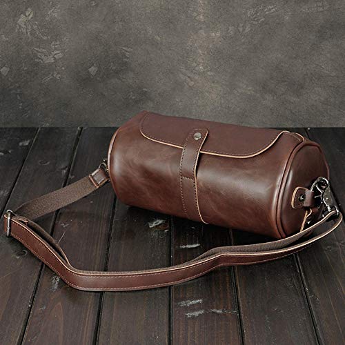 LYZQ Bolso de hombro pequeño para hombre de cubo, bolso de mensajero para hombre de cuero de pu, bolso de mensajero para hombre, cilindro-Negro_Federación Rusa