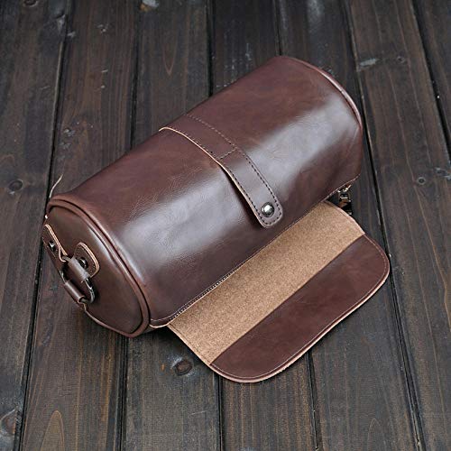 LYZQ Bolso de hombro pequeño para hombre de cubo, bolso de mensajero para hombre de cuero de pu, bolso de mensajero para hombre, cilindro-Negro_Federación Rusa